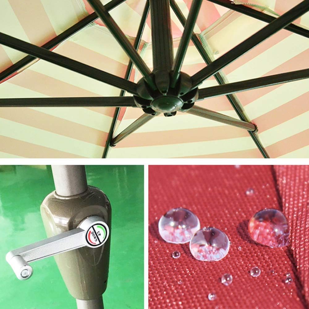 Garten Parasole Parasol, 9ft/2,7 m Fashion Stripes Gartentisch Regenschirm mit Kurbelgriff für Outdoors, für/Strand/Pool Regenschirme, UV50+, Anti-Light-Regen, 8Ribs, Eisen im Freien Parasole im