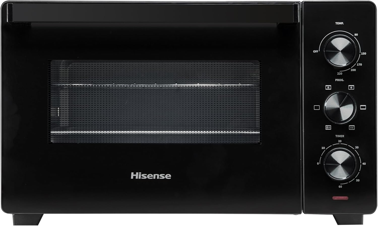 Hisense, HOM30M - Fornetto elettrico 30L, tre livelli di cottura, ventilato, girarrosto, comandi 3 manopole