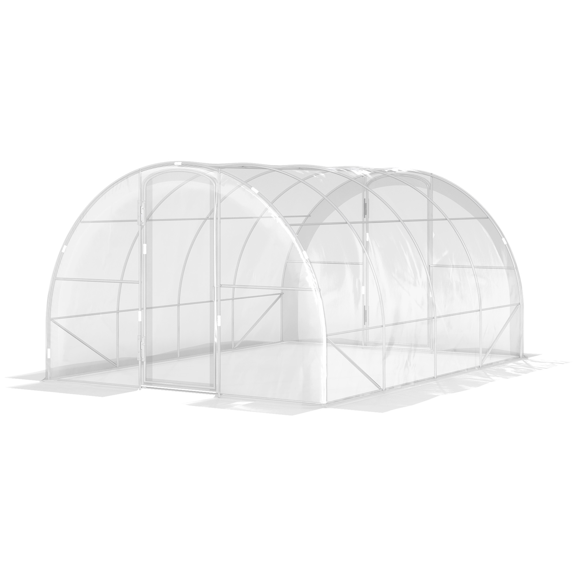 Outsunny Garten-Tunnelgewächshaus 4 x 3 x 2 m 12 m² mit 2 Türen mit Scharnieren PE 150 g/m² für Gemüse Pflanzen Blumen