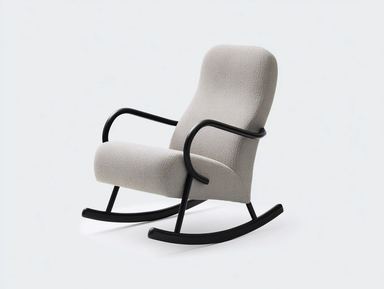 Schaukelstuhl Stoff Metall 84x92x100 cm - Grauweiß - modernes Design - für Wohnzimmer