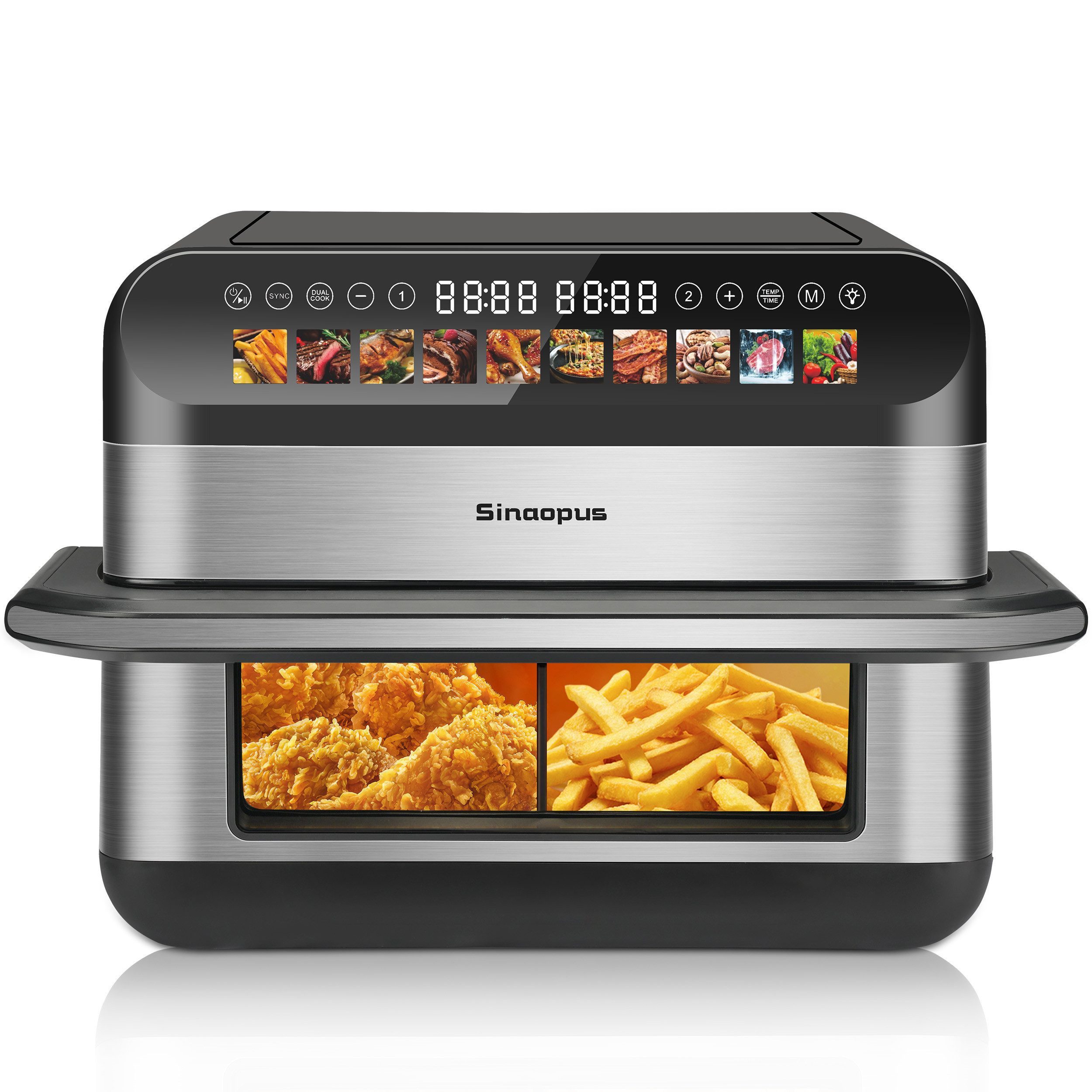Heißluftfritteuse 10 L Doppelkammer Airfryer – Doppelbehälter-Modus mit unabhängiger Steuerung