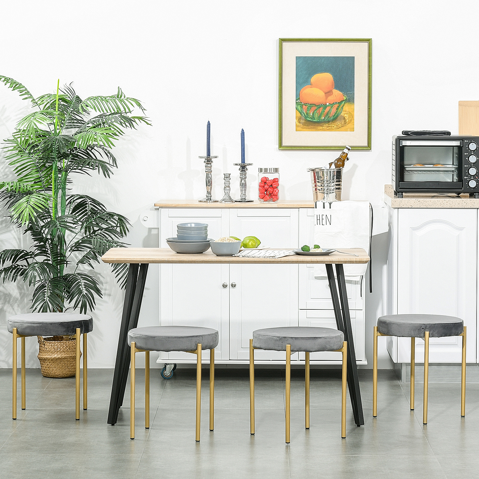 HOMCOM Esstisch mit Haarnadel-Design Küchentisch Esszimmertisch Vintage-Industriestil Stahl MDF Natur 120 x 60 x 75 cm