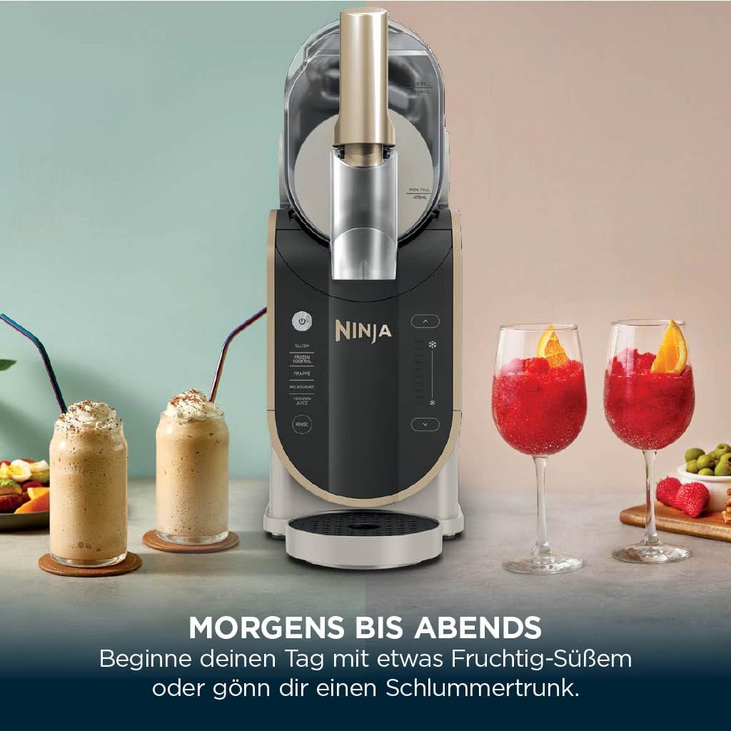 Ninja SLUSHi Maschine für Slush, Eis-Cocktails, Frappé, Milchshakes & gefrorenen Saft, ohne Eis oder Vorbereitungsaufwand, WhisperChill-Technology, fasst 1,9 L, Stone Gold, FS301EUSTGD