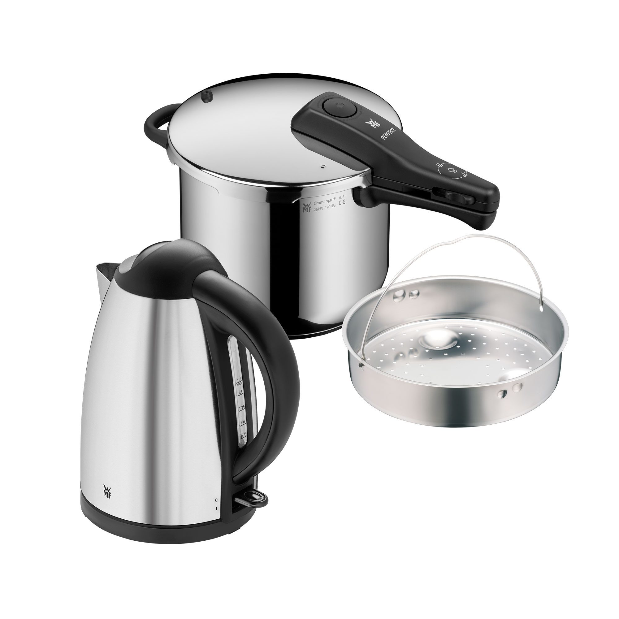 Wasserkocher Bueno 1,7l 2400W und Schnellkochtopf Perfect One Pot 6,5l