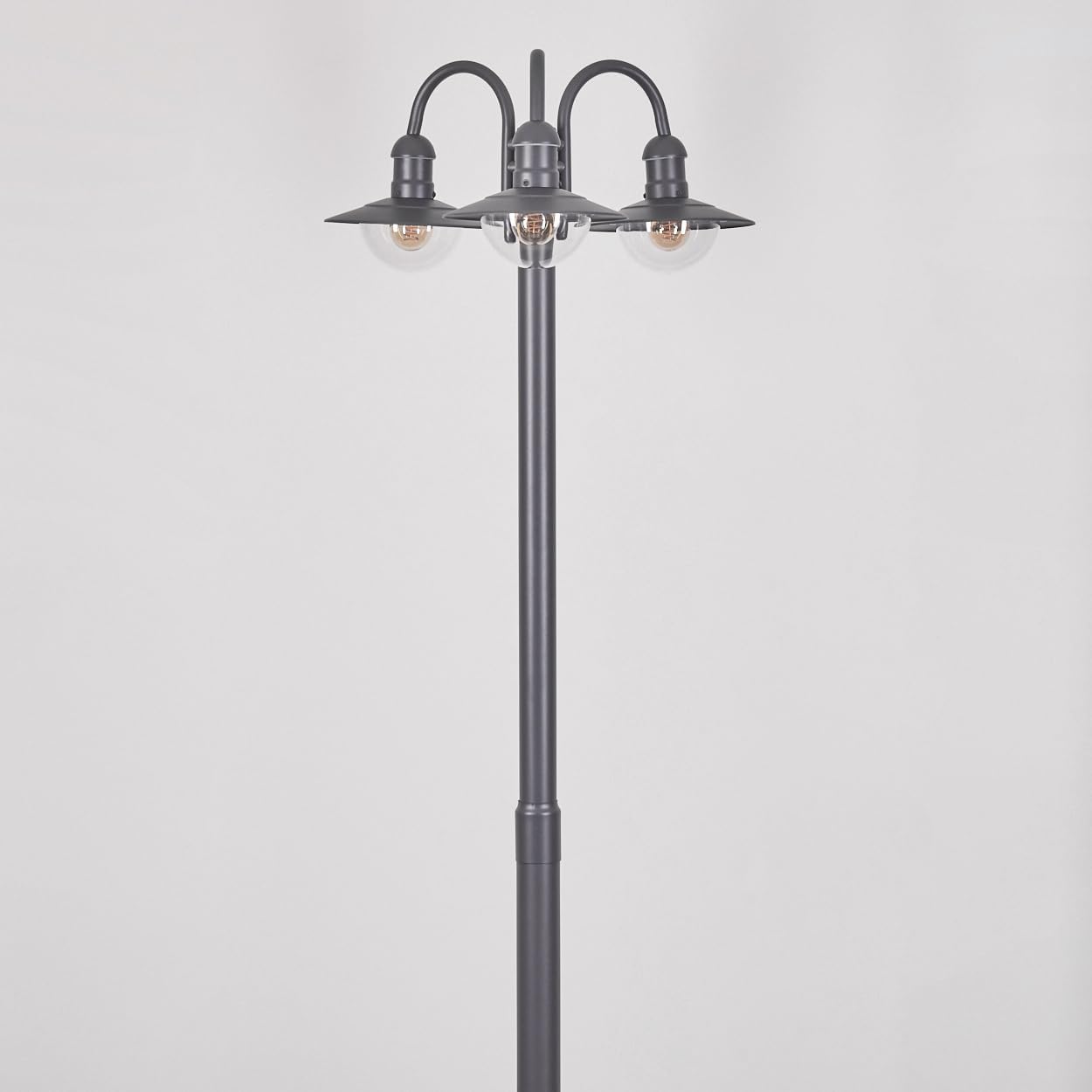 HOFSTEIN Kandelaber Elima, Außenwegeleuchte aus Metall/Kunststoff in Anthrazit/Klar, Wegeleuchte im Vintage/Antik/Landhaus-Design für Garten, Wegbeleuchtung, Außenbereich, Höhe 200 cm, E27, IP44