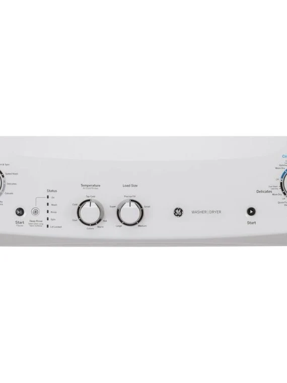 Laundry Center 2025 with 3.8 cubic foot (approx. 108 liters) top-loading washing machine and 5.9 cubic foot (approx. 167 liters) electric dryer �C White