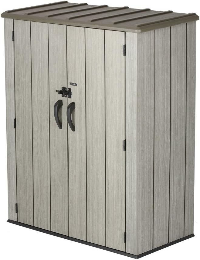 LIFETIME Rough Cut Outdoor Cabinet, High Density Polyethylene (HDPE), Steel Frame, 2 Hinged Doors, 3 Internal Shelves, Weatherproof (92306)