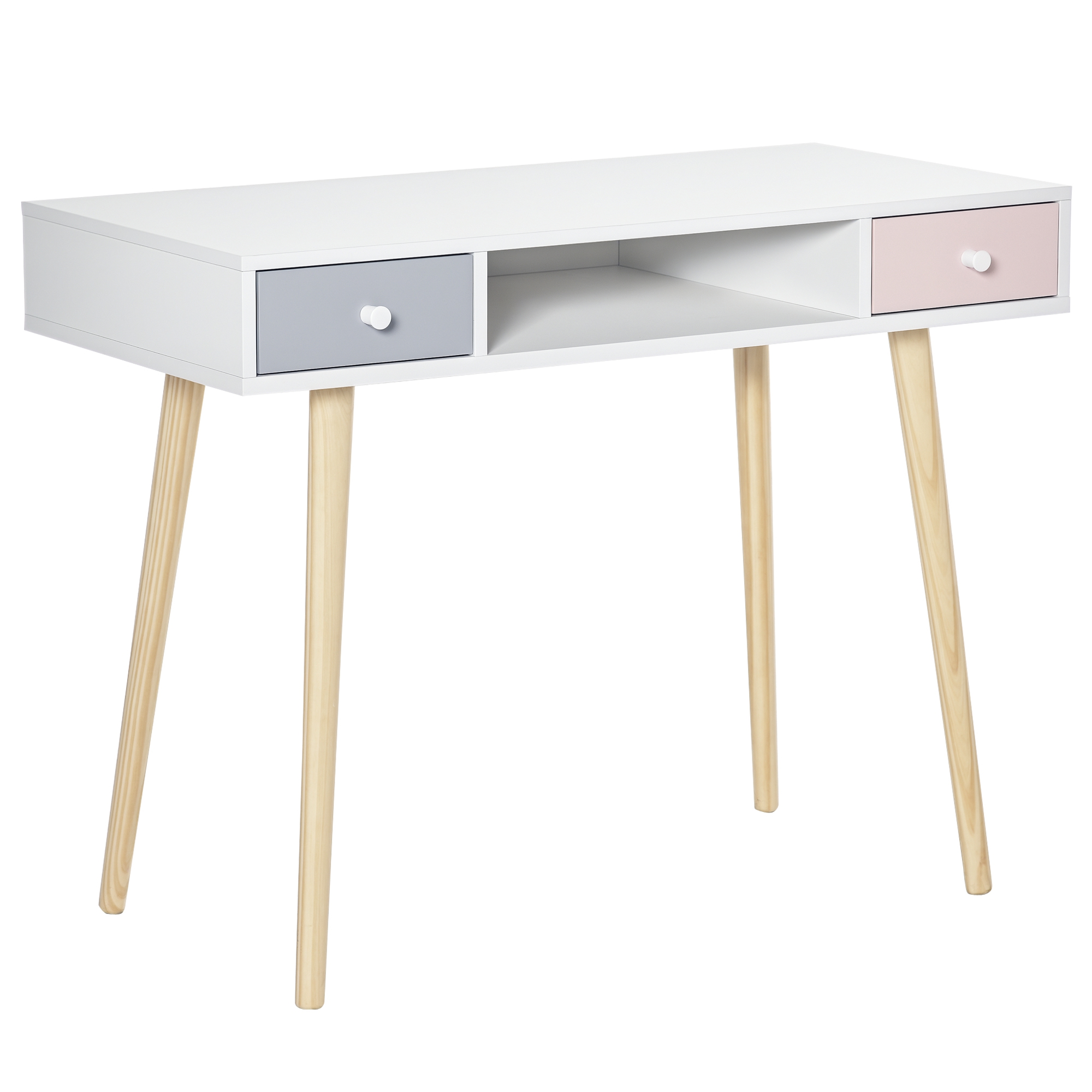 HOMCOM Kinder Schreibtisch mit Schublade mehrfarbig Kindertisch mit Kieferfischbeine 100 x 48 x 76,5 cm