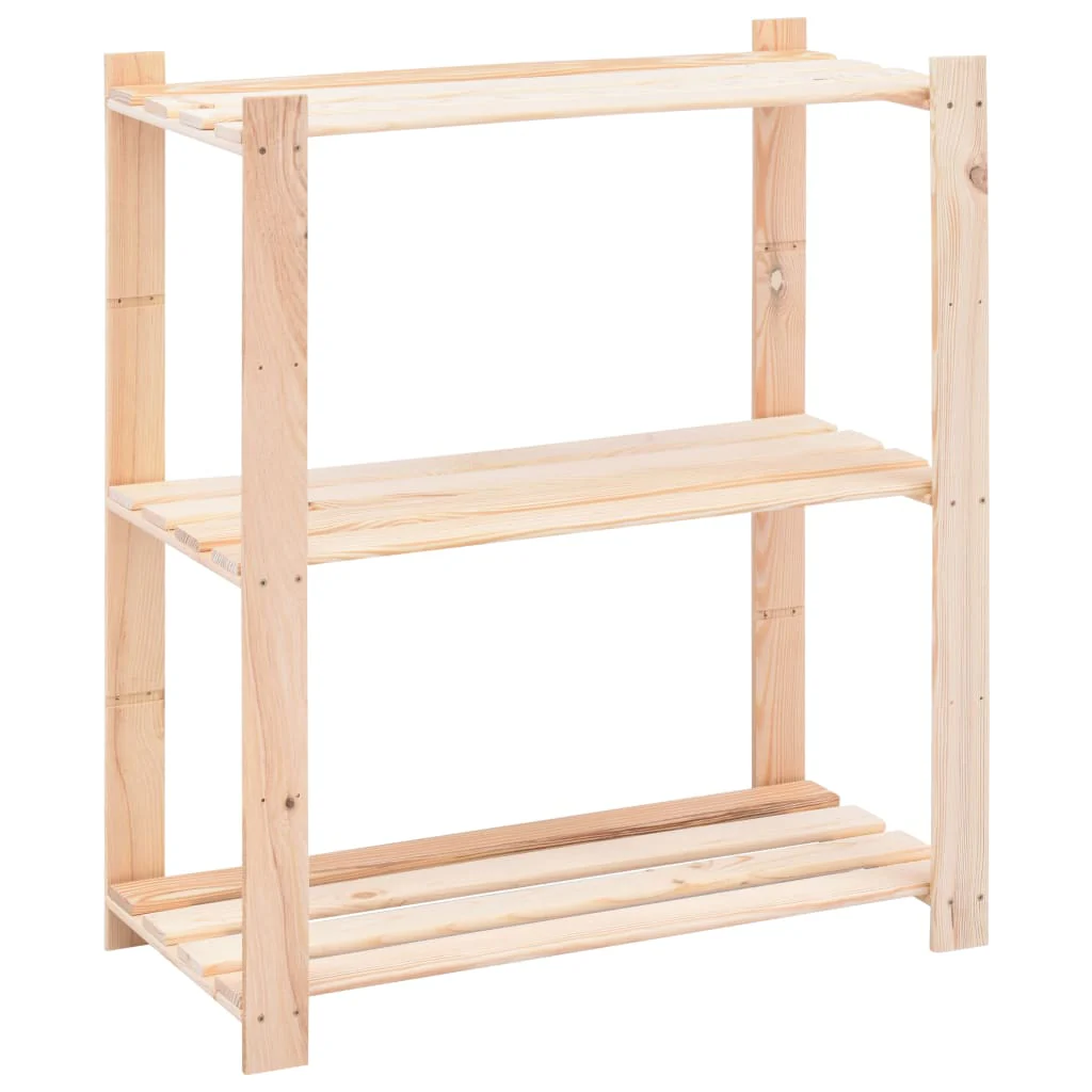 Scaffali di stoccaggio 3 ripiani 10 pz 80x38x90 cm Legno massello di pino 150 kg