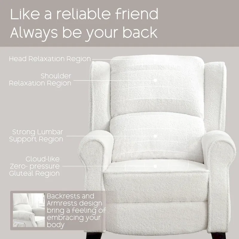 Manual Pushback Recliner Adjustable Accent Chair Wingback Armchair Set of 2