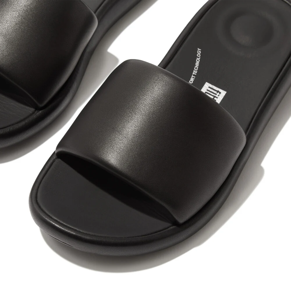 FitFlop iQushion D-LUXE gepolsterte Lederpantoletten Black