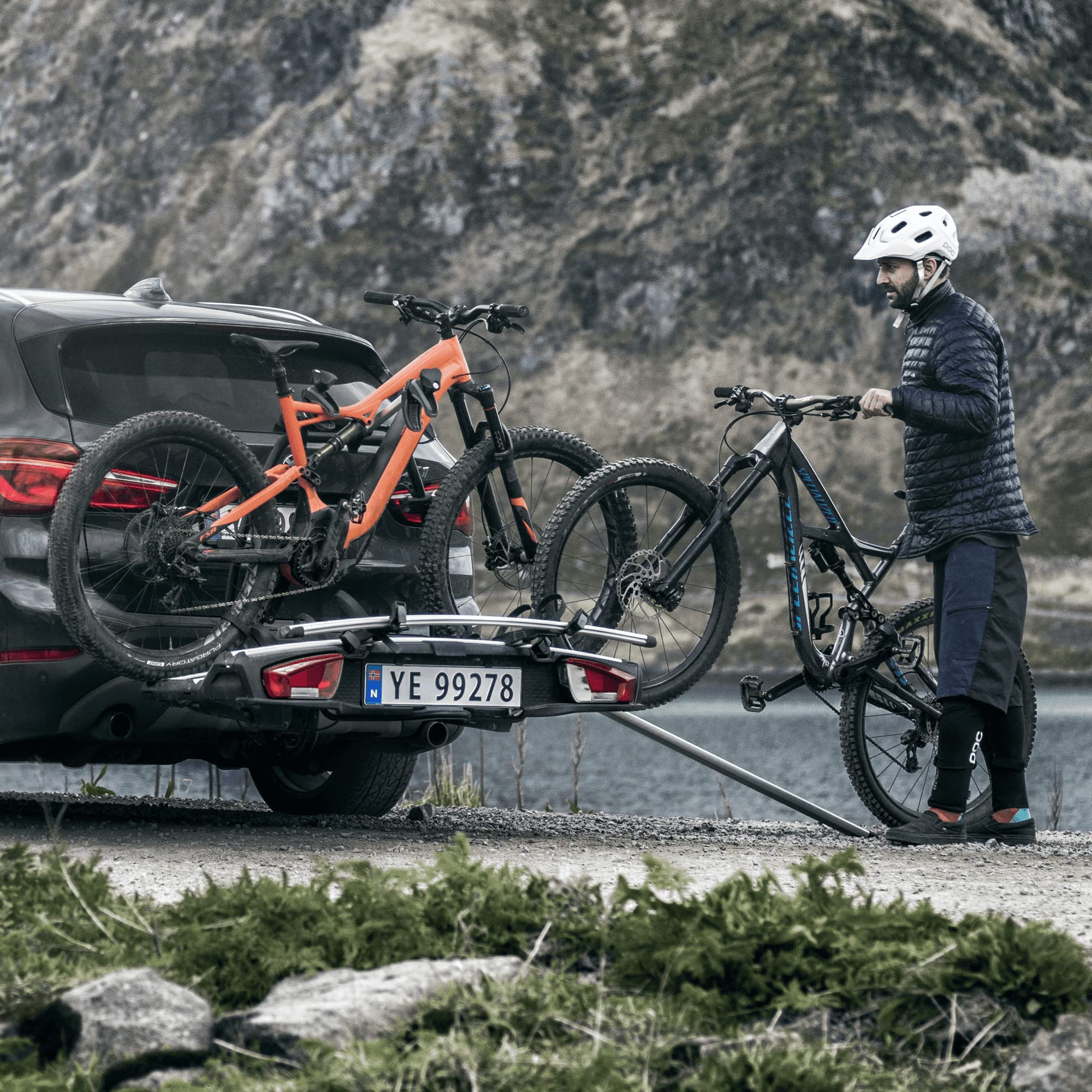 Fahrradträger für Anhängerkupplung VeloSpace XT für 2 Fahrräder E-Bikes und Fatbikes bis 4,7 Zoll Abklappmechanismus