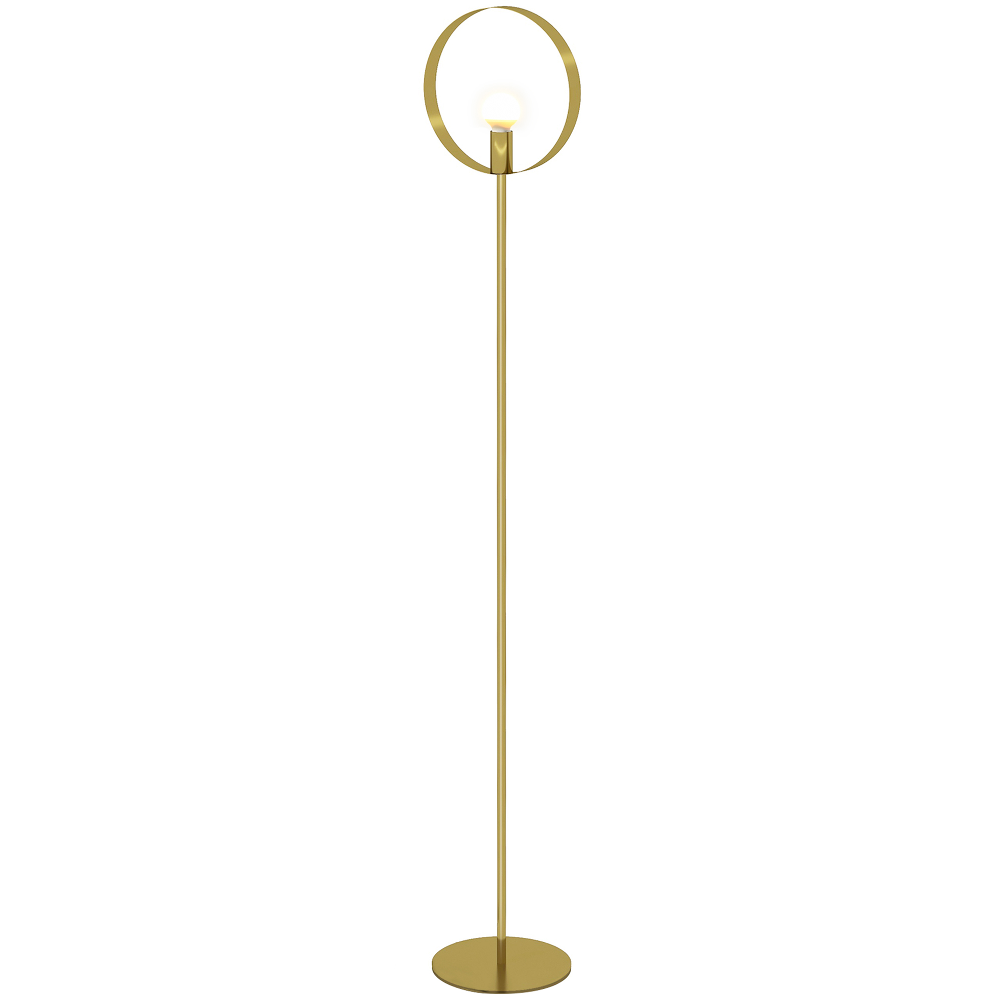 HOMCOM Stehlampe Wohnzimmer bis 40W Design Art-Deco-Ring aus goldenem Metall 28 x 25 x 160 cm Gold