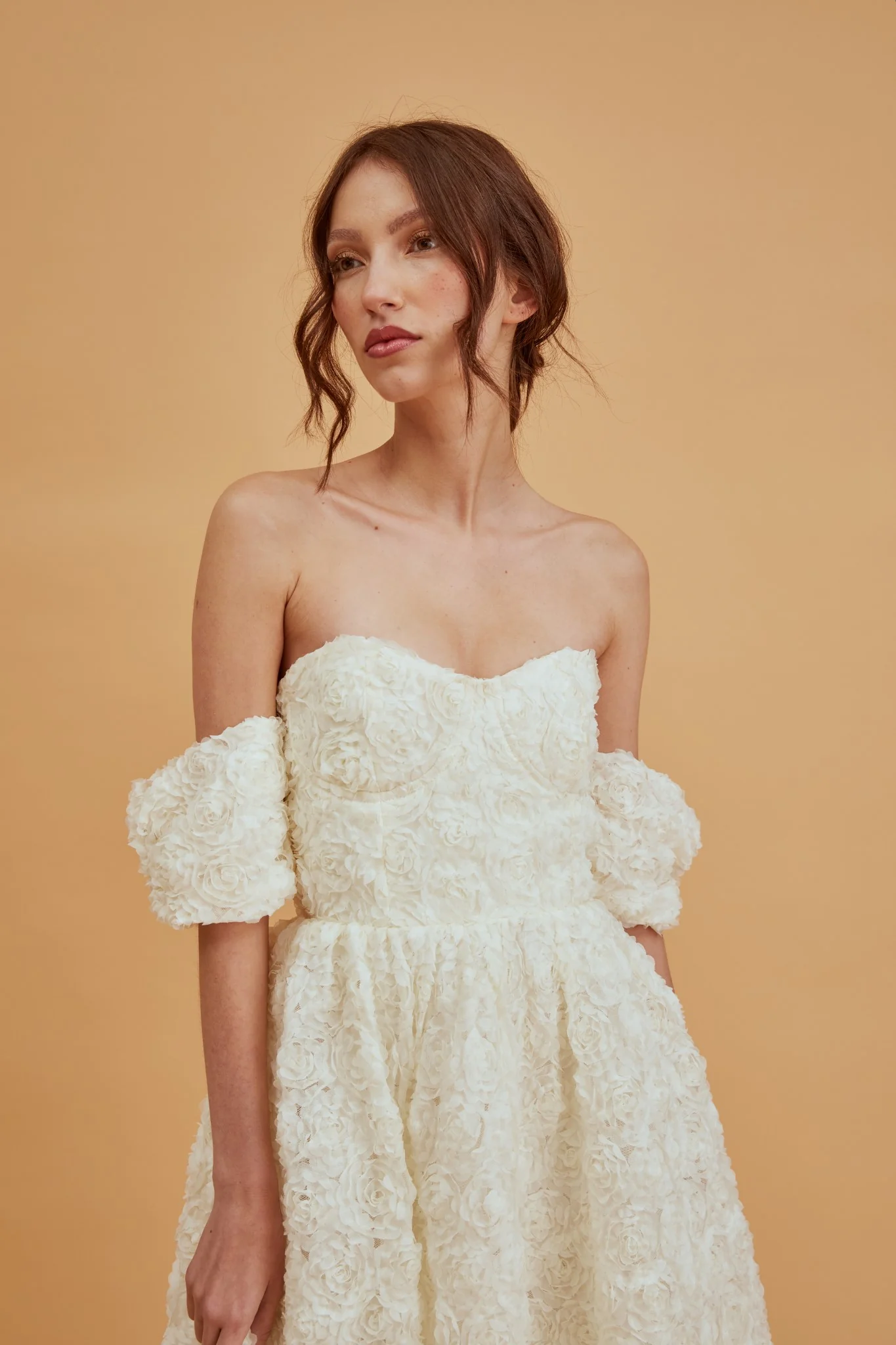 Amelia Cream Jacquard Bardot Midaxi Skater Dress
