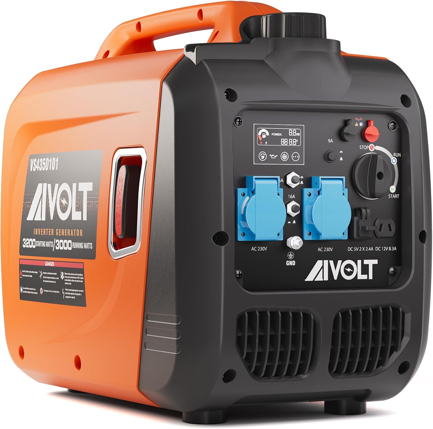 AIVOLT Generatore di Corrente Silenziato Inverter a Benzina 3200W