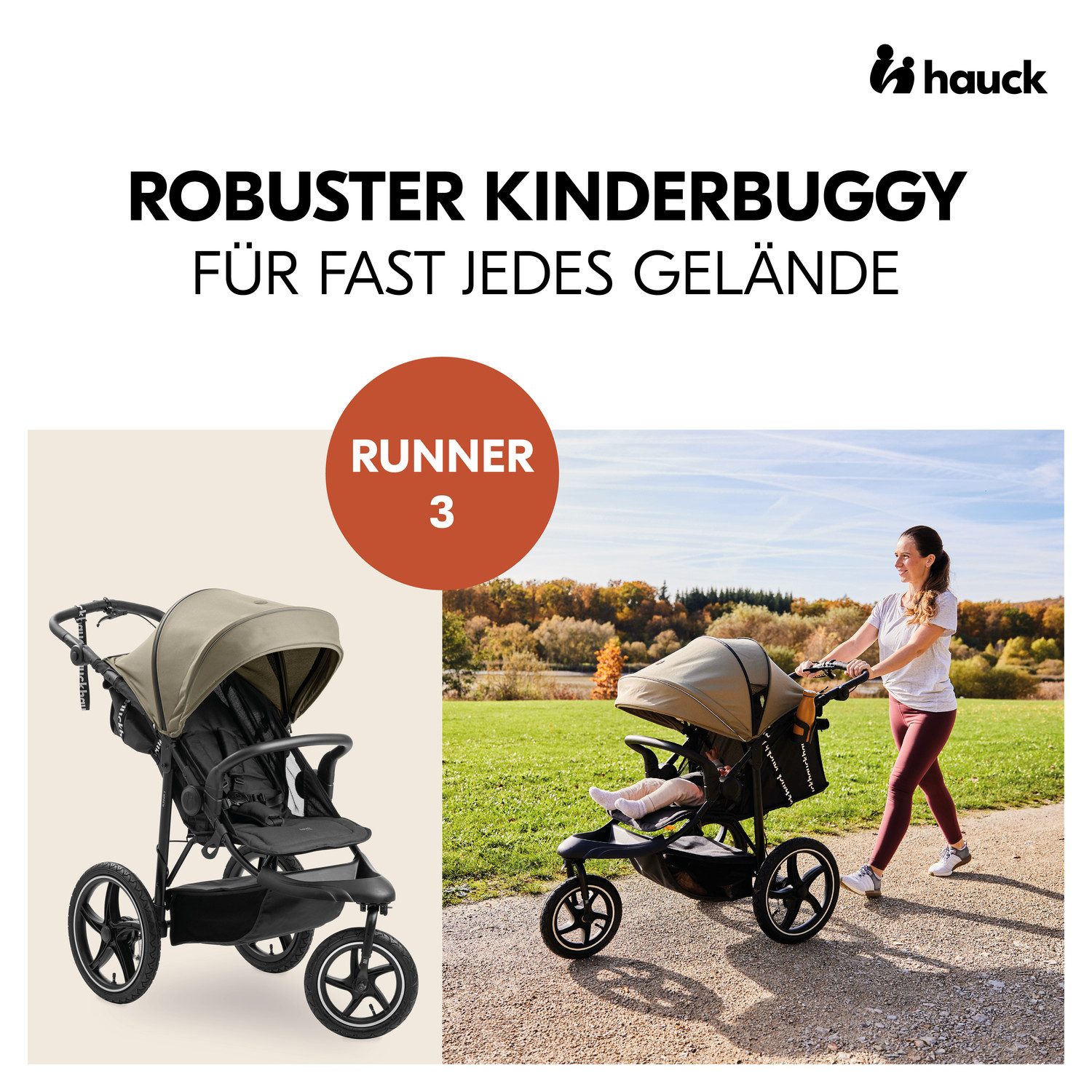 Dreirad-Kinderwagen Runner 3, olive