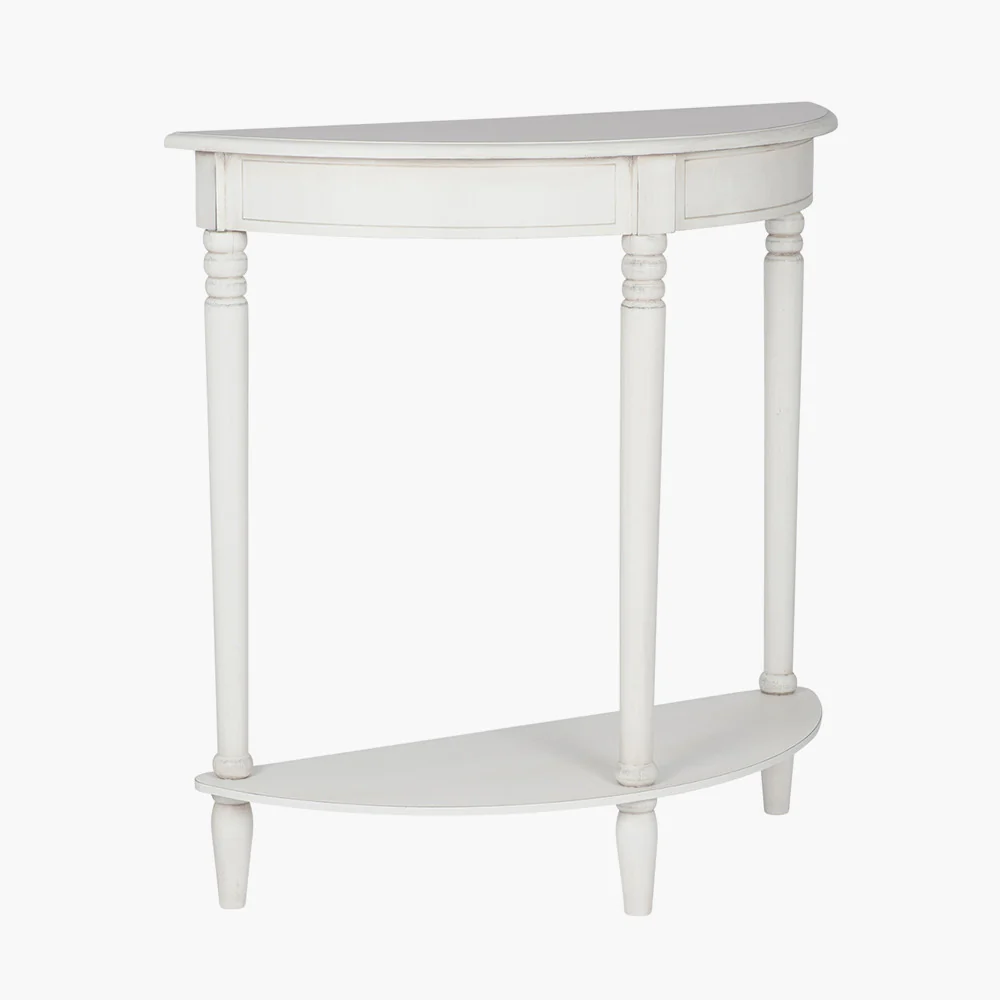 Heritage Elizabeth White Pine Wood Half Moon Console K/D