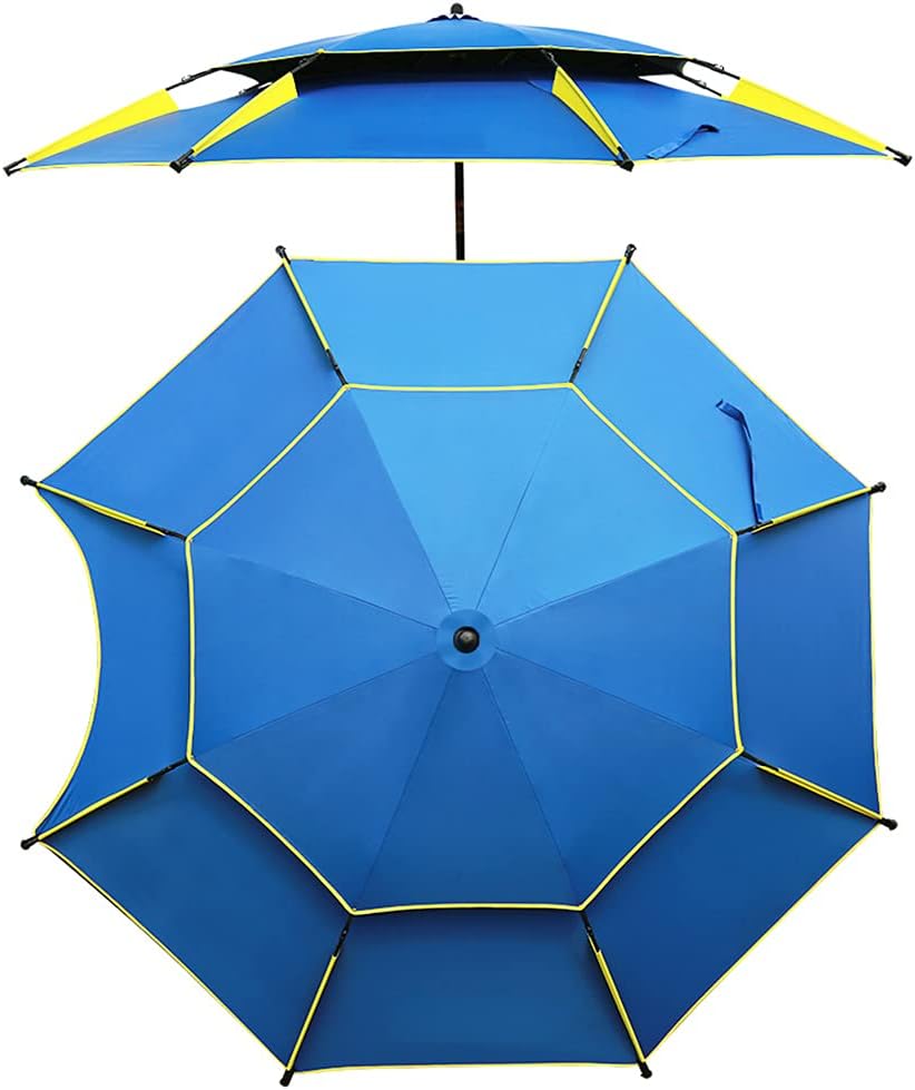 Garten Parasols Garten Parasol, doppelte Schichtfischen für Picknick -Außenpool -Hinterhof -Pool, 2,2 m/7,2 Fuß tragbarer Regenschirm mit 360o -Rotationsvorrichtung, bieten gute Sonnenschutz im Freien