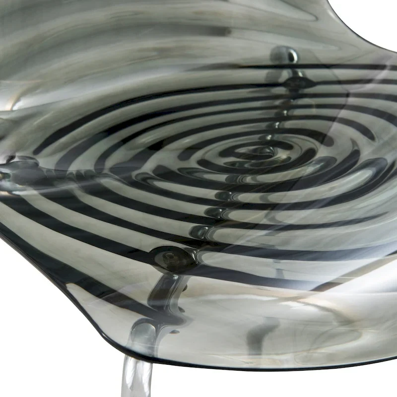 Acrylic Dining Chair with Chrome Legs Modern Accent Side Chair Water Ripple Design Seats