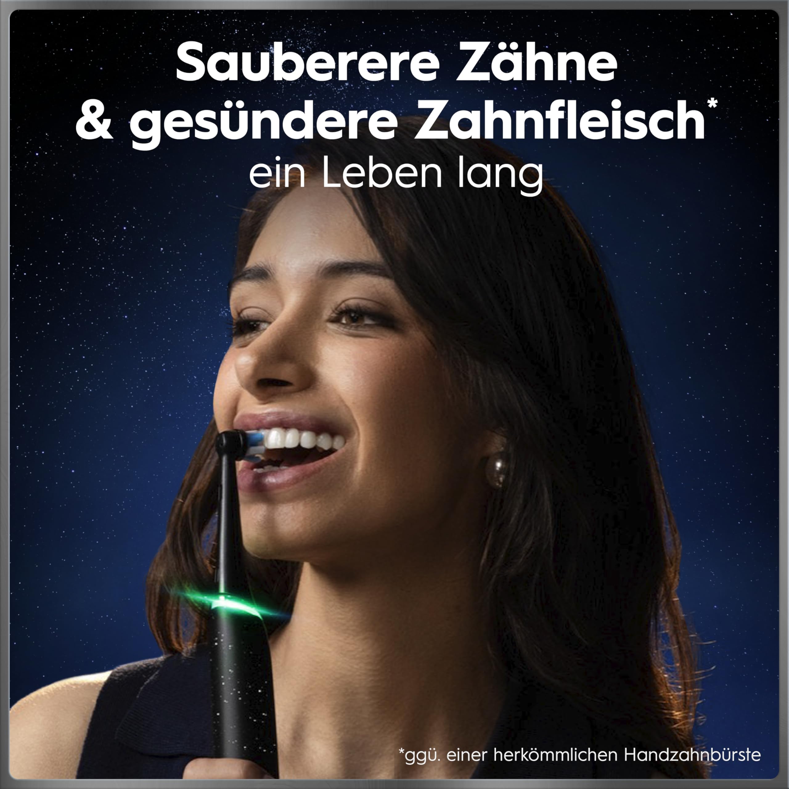 Elektrische Zahnbürste iO Series 10 mit iO Sense Ladestation, 3 Aufsteckbürsten, Lade-Reise-Etui und 7 Putzmodi in Cosmic Black
