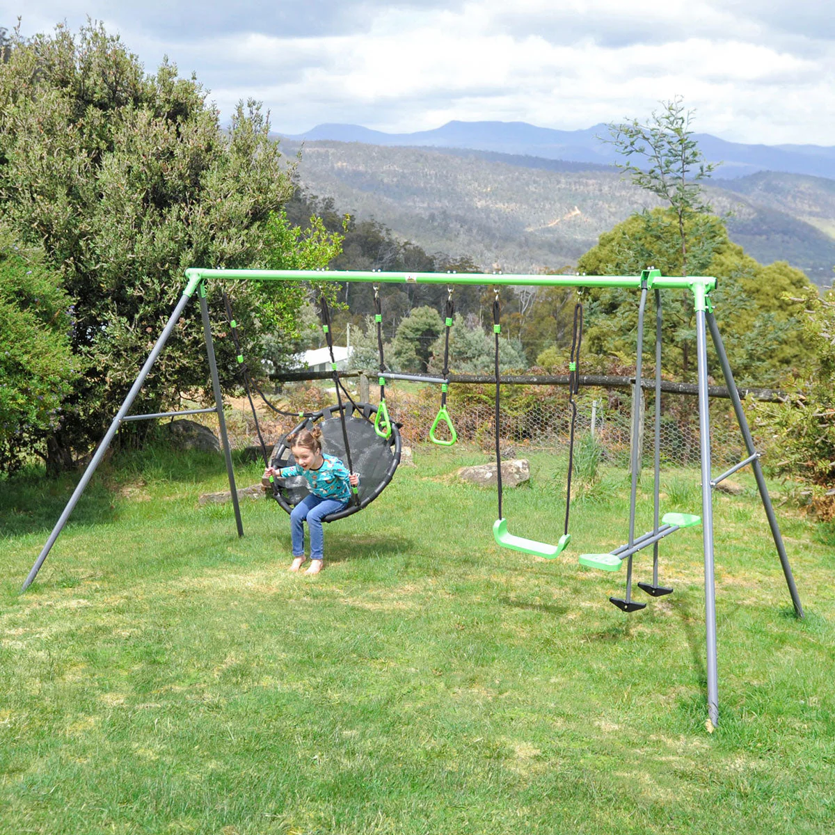 Lifespan Kids Lynx 4 Station Swing Set with Slippery Slide