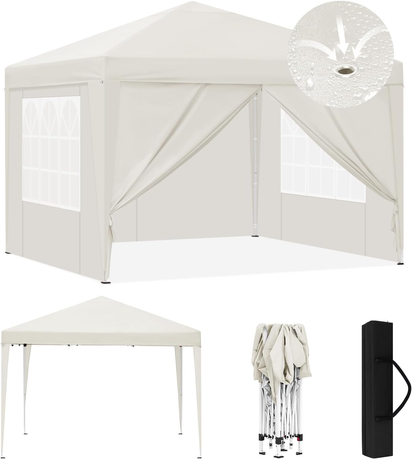 Laneetal Gazebo da Giardino con Pareti Laterali, Pergola per Campeggio, Feste, Spiaggia, Gazebo Pop-up Esterni, con Borsa per il Trasporto, 3x3 m Pieghevole, Verde