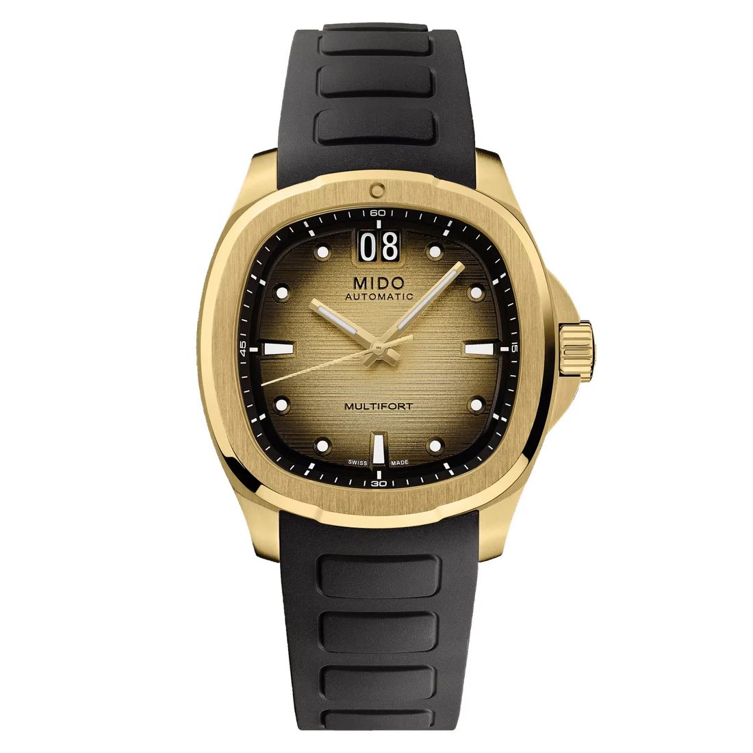 Orologio Mido Multifort Tv Big Date dorato giallo cinturino extra