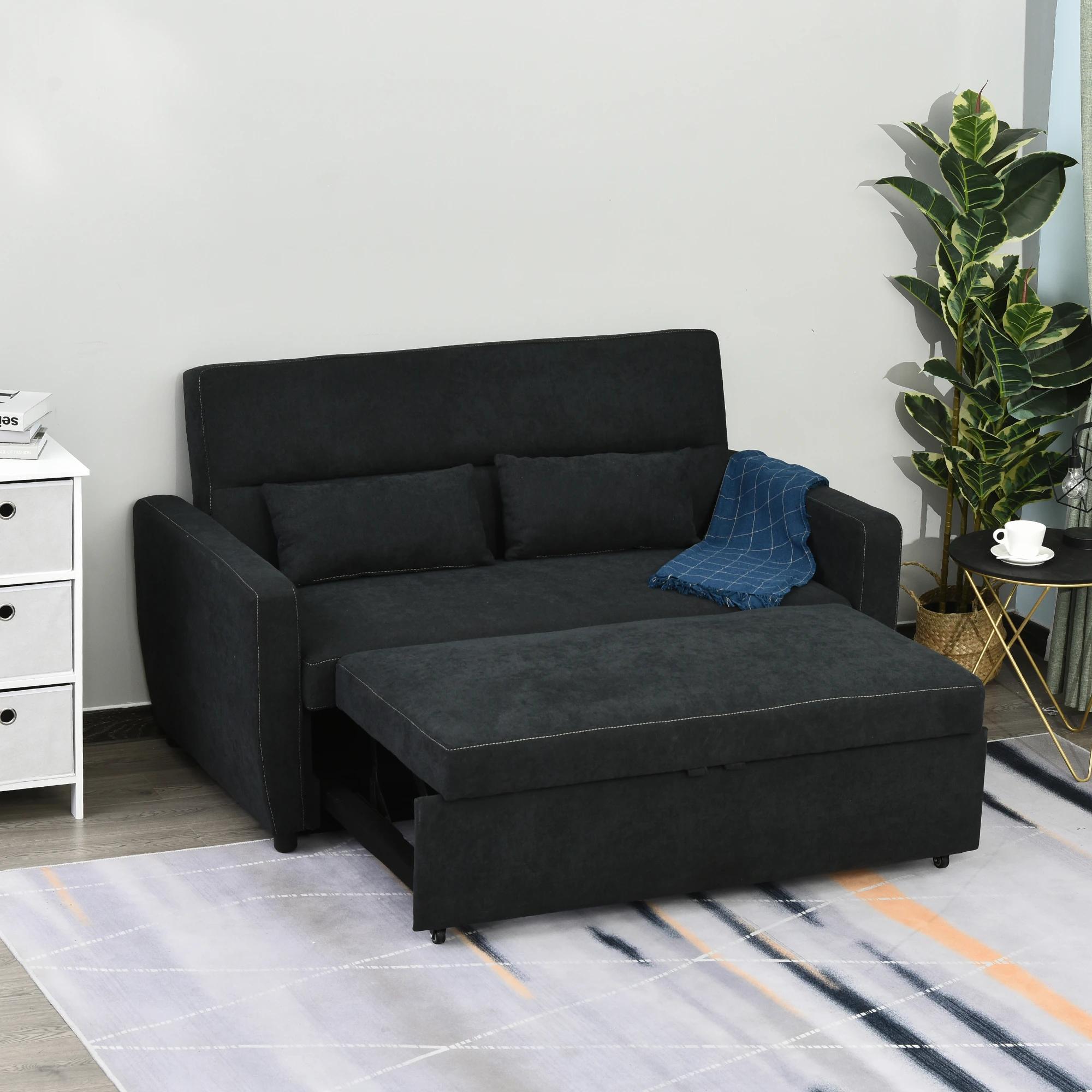 slaapbank, opklapbare bank, 2-zits stoffen bank, slaapbank, bank met slaapfunctie, bankstel, verstelbare hoek 148 x 82 x 89 cm