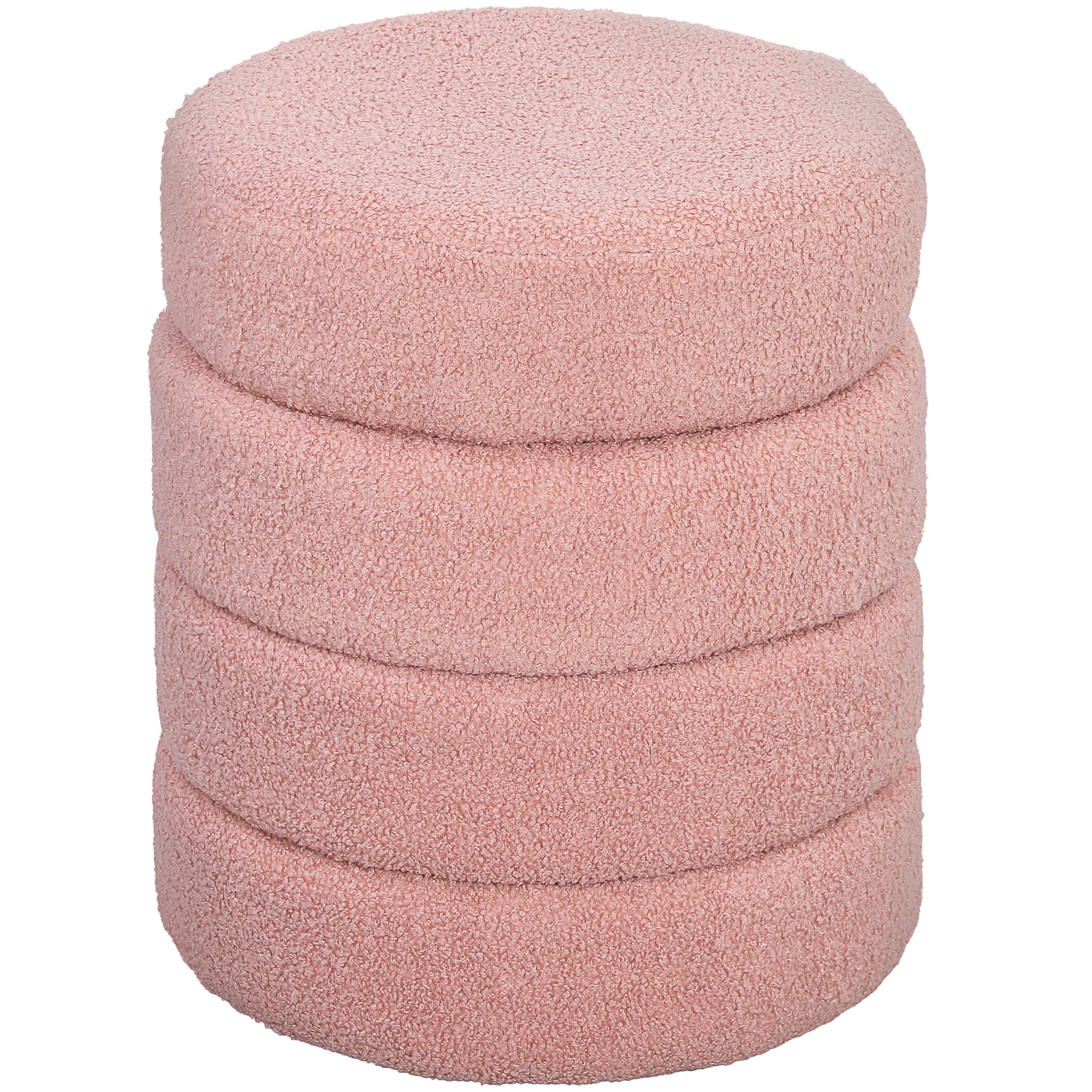 HOMCOM Hocker, rund, Teddyfleece, Metallgestell, bis 120kg, Φ40x45H cm, Rosa