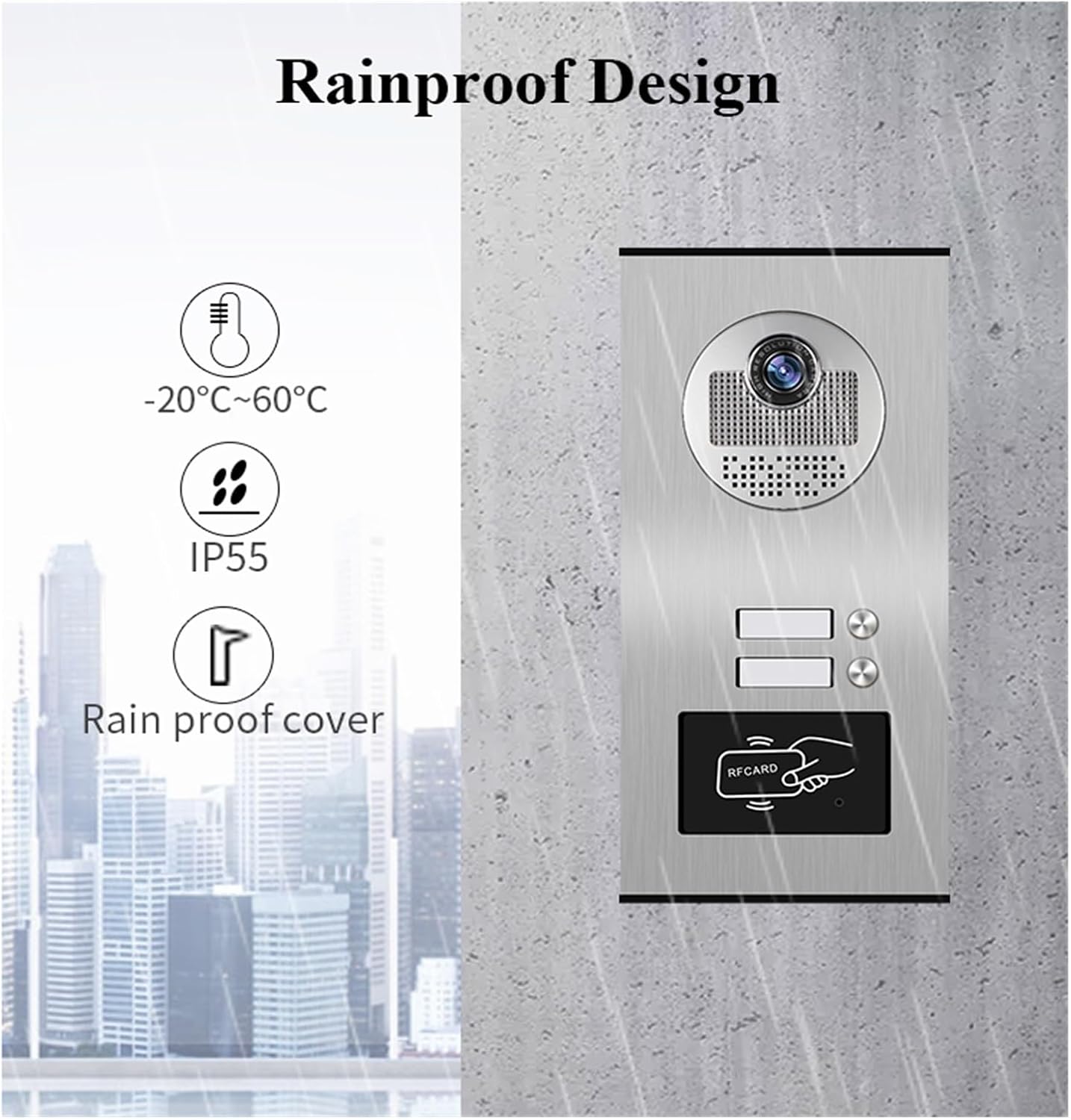 Videocitofono 7 Pollici Wifi Senza Fili Campanello Citofono For Appartamento Da 2/3 Unità Audio Bidirezionale(V70MG-660-1V2-lock)