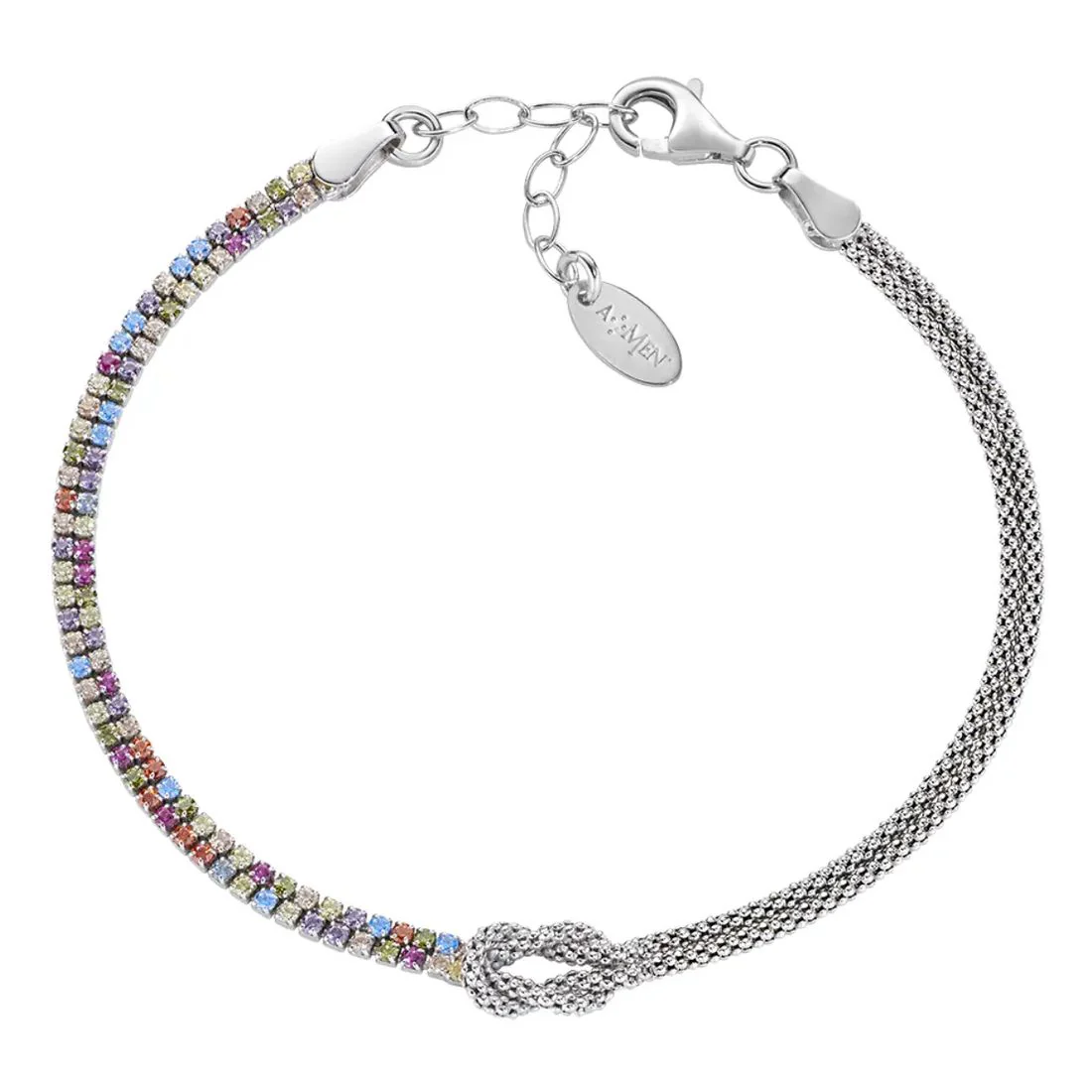 Bracciale Amen argento Nodo d'Amore con pietre multicolor BRNOAMBMZ16