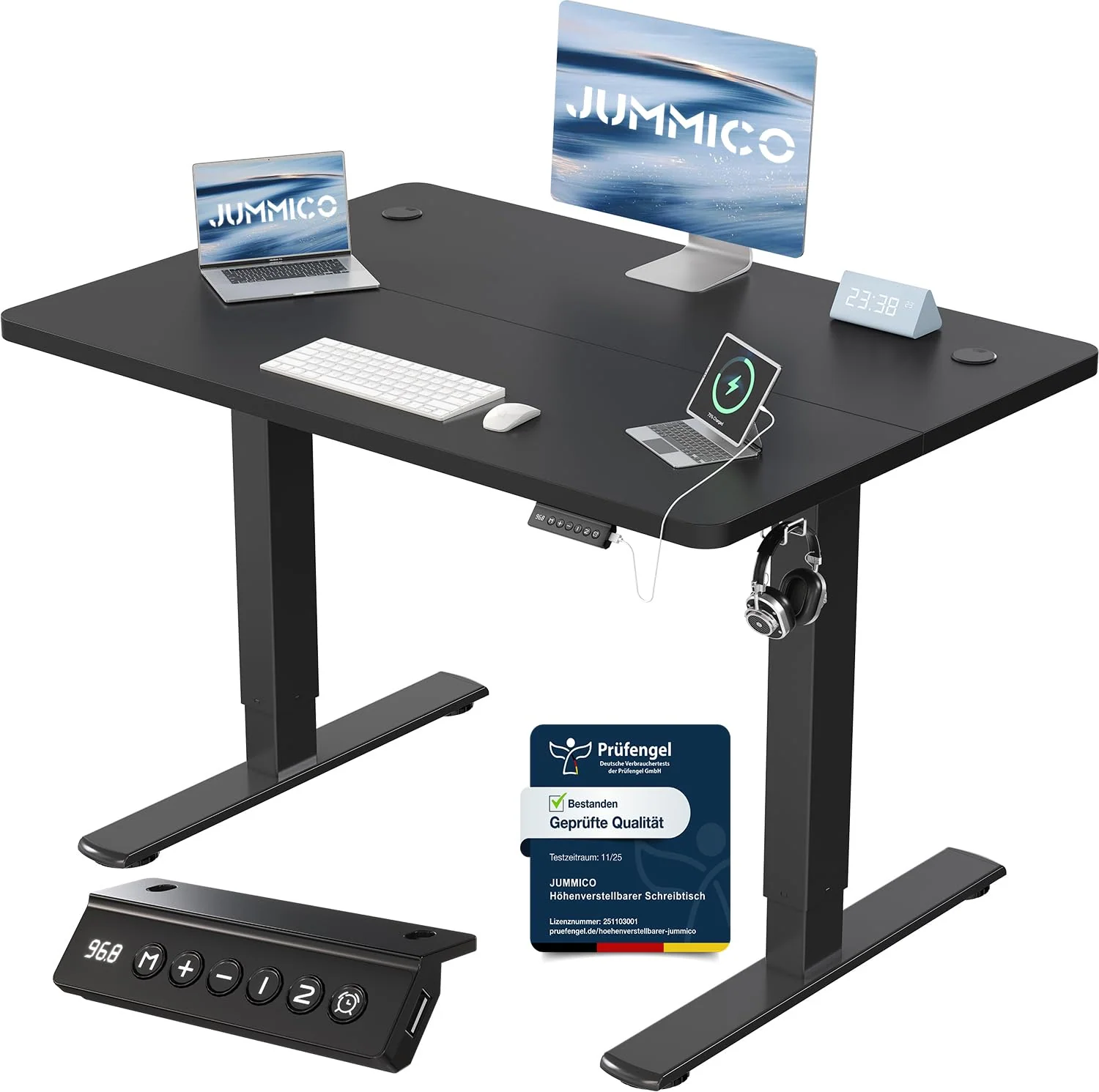 JUMMICO Elektrisch höhenverstellbarer Schreibtisch mit USB-Anschluss