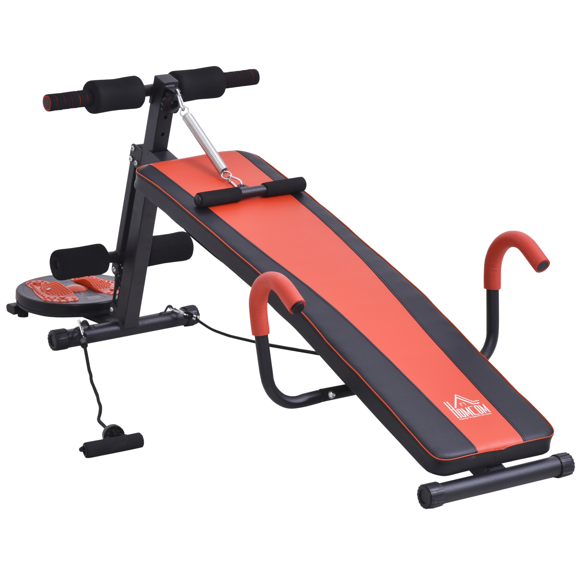 HOMCOM Sit Up Bank klappbar multifunktion Hantelbank mit Widerstand, Trainingsbank für Ganzkörpertraining Flachbank Schrägbank Bauchtrainer für Zuhause Fitnessstudio Fitnessbank bis zu 120 kg