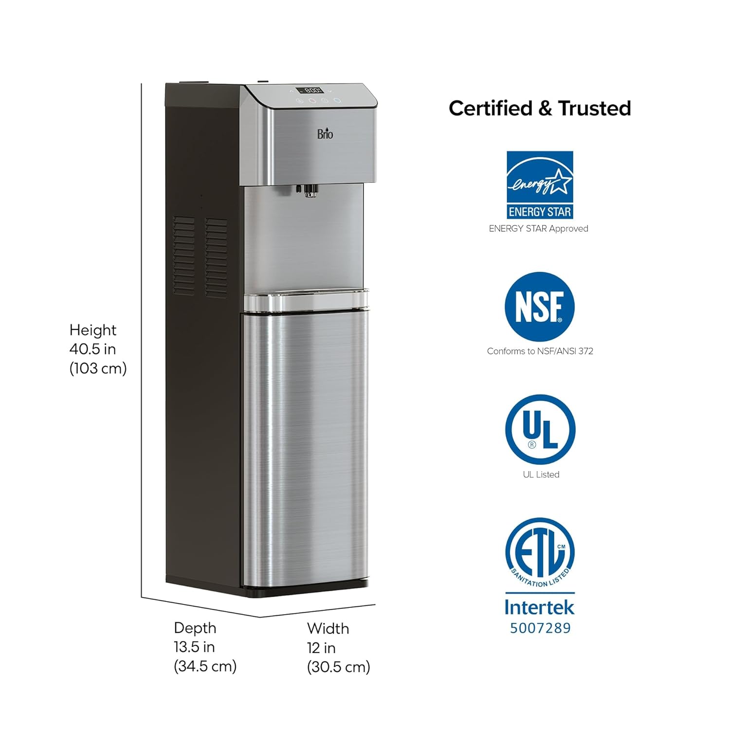 Brio Moderna Water Cooler Tri-Temp Self-Cleaning LED Display