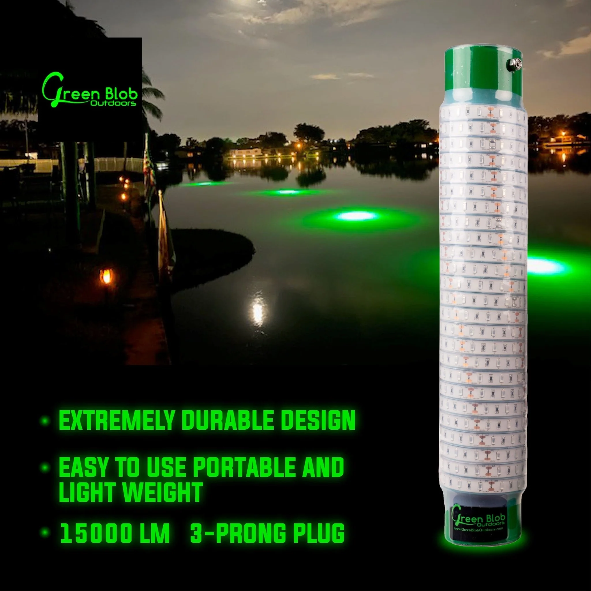 Green Blob 110V Bottom Bobber: LED Underwater Dock Fishing Light