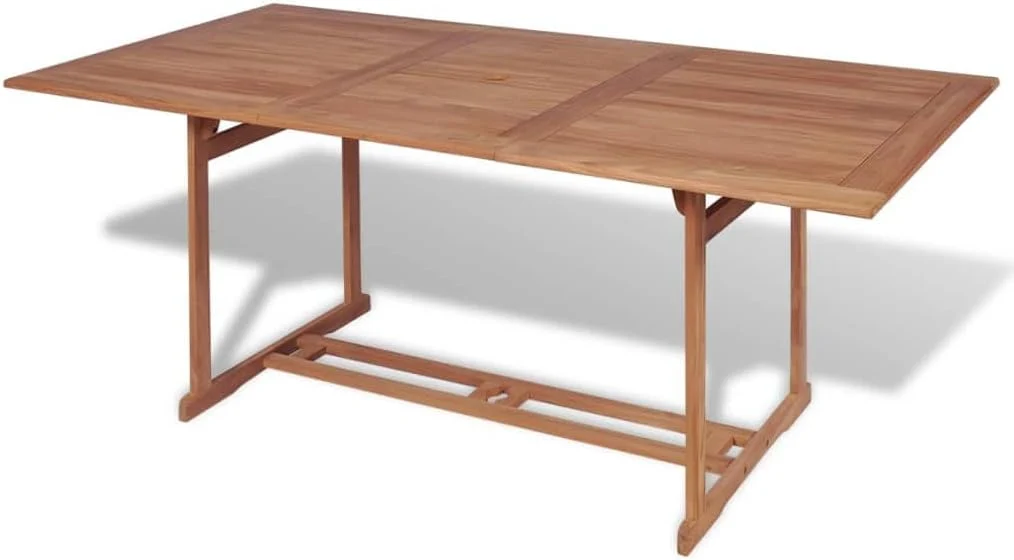 AIJUUKJP Esstisch, 180x90x75 cm, fein geschliffenes Teak-Hartholz mit Wasserbasis-Finish, Braun