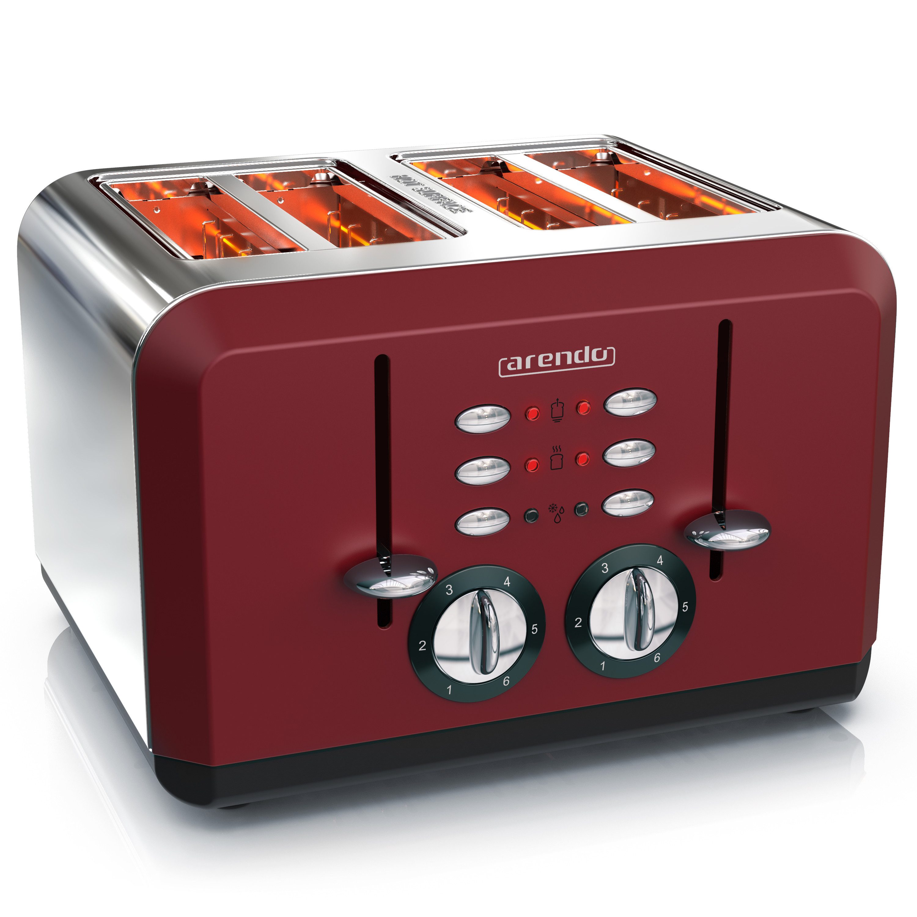 Toaster 4-Scheiben, Edelstahl Automatik, Wärmeisolierendes Doppelwandgehäuse