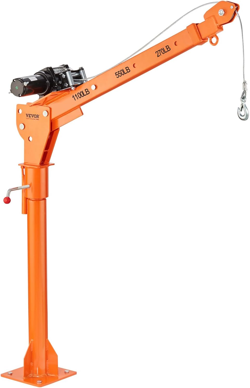 VEVOR Electric Truck Crane 1100 lbs Capacity, 360&deg; Swivel, Adjustable Boom, Heavy Duty Lifting for Construction & Factory Use