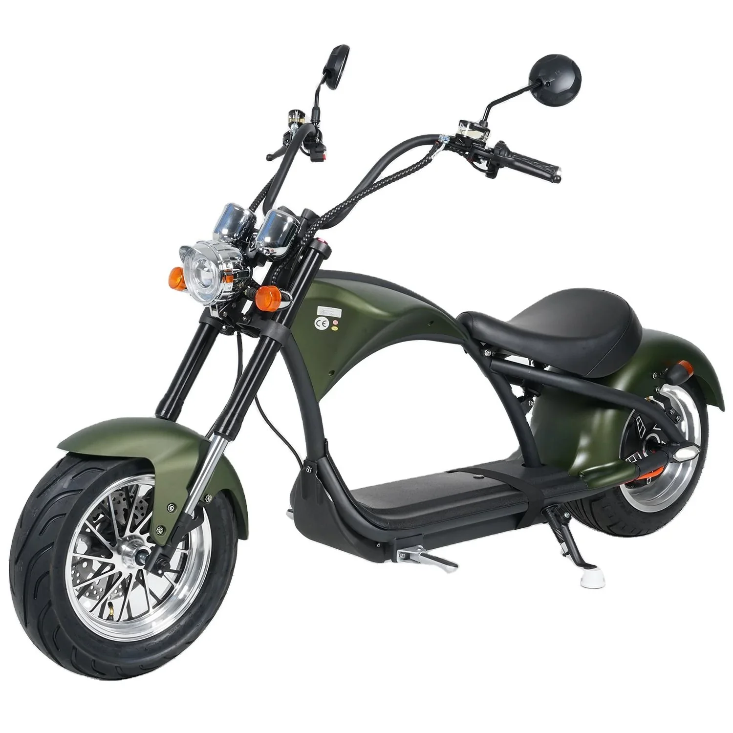 Elektro-Chopper Mangosteen M1 in Mattgr��n �C 2000W Hochleistungsmotor und Stilvoll