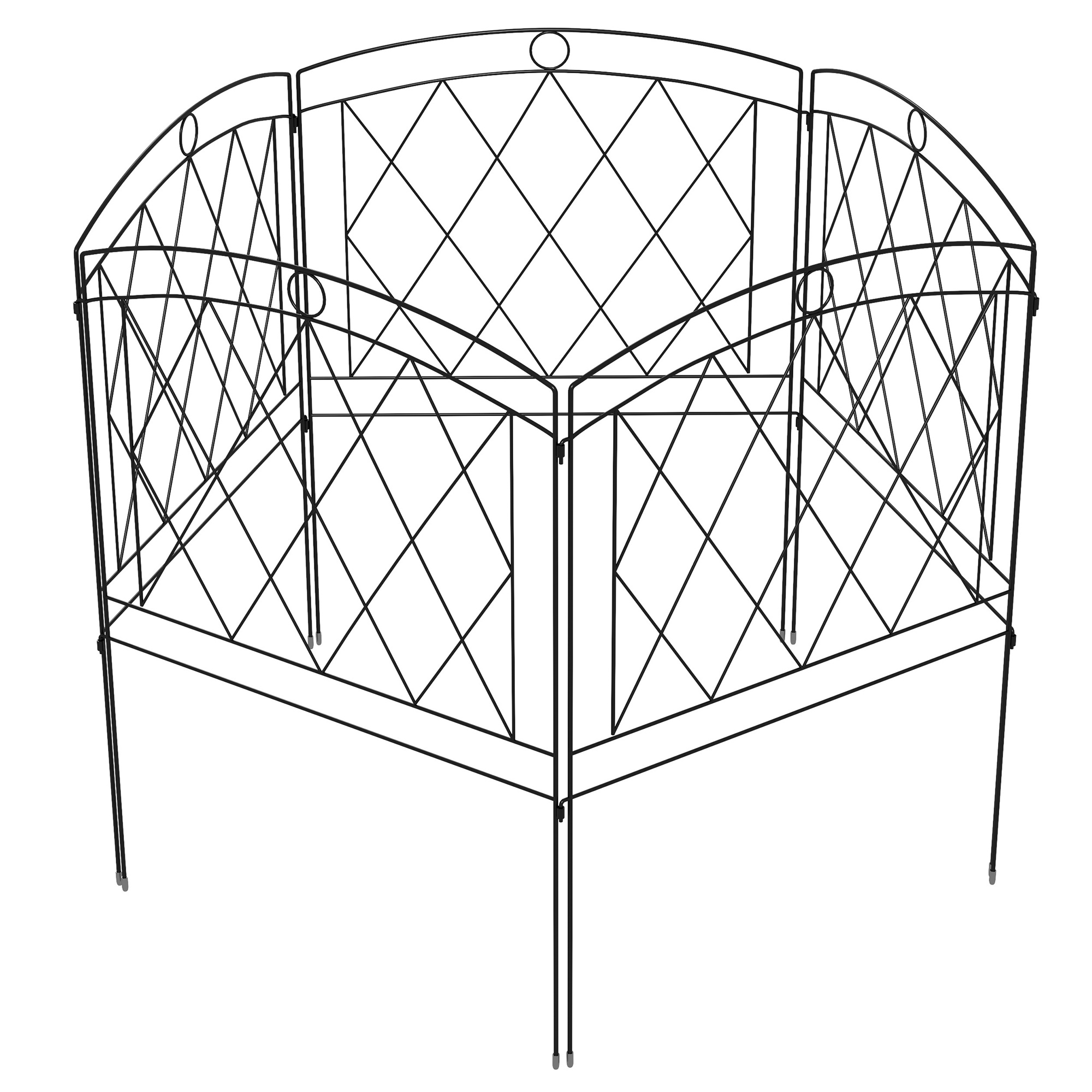 Outsunny 5er Pack dekorative Metallgartenzaunpaneele, Gartenrand, Blumenbeet - Abmessungen 305 x 80 cm