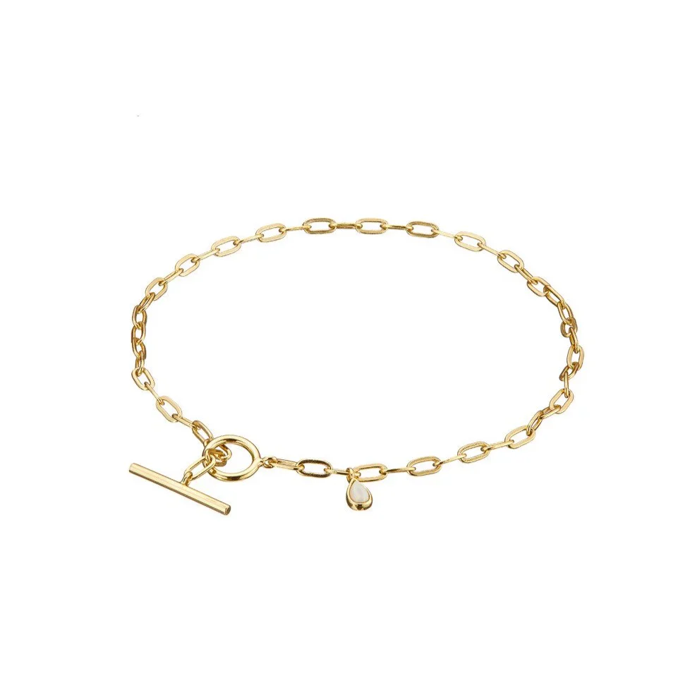 Mary K Gold Fine Chain & Opal Drop Bracelet