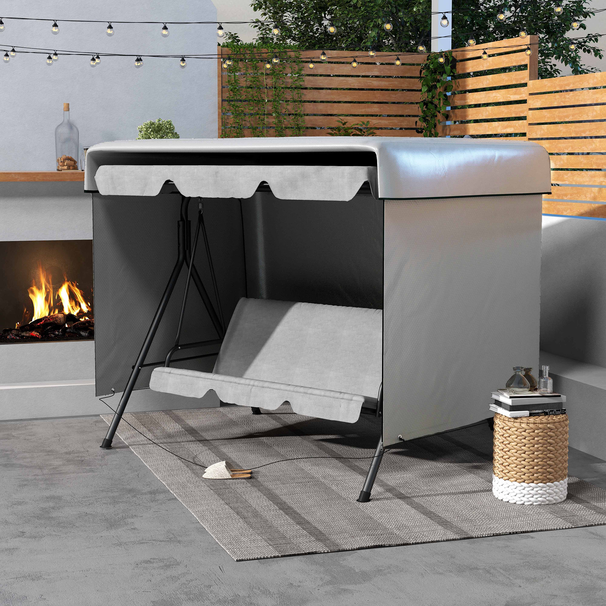 Outsunny Gartenmöbelabdeckung Abdeckung Schutzhülle für Outdoor-Möbel, 215 cm x 155 cm x 150 cm, Grau