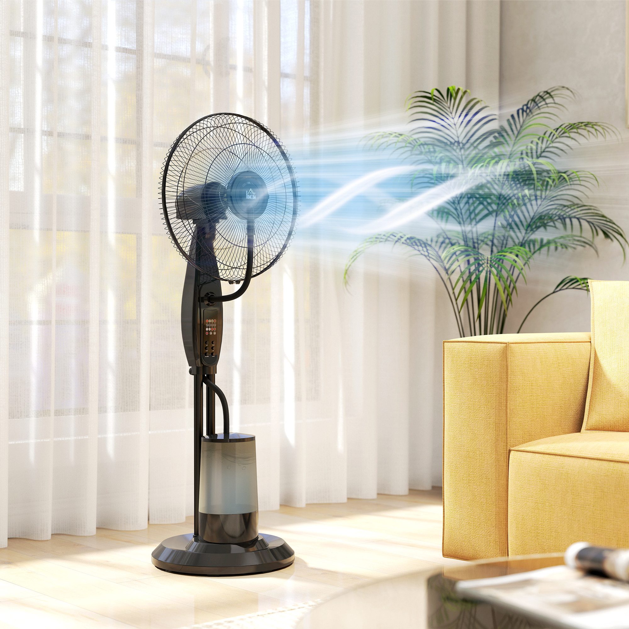 Standventilator Sprühnebelventilator mit Wassernebelspray, 70°-Oszillation