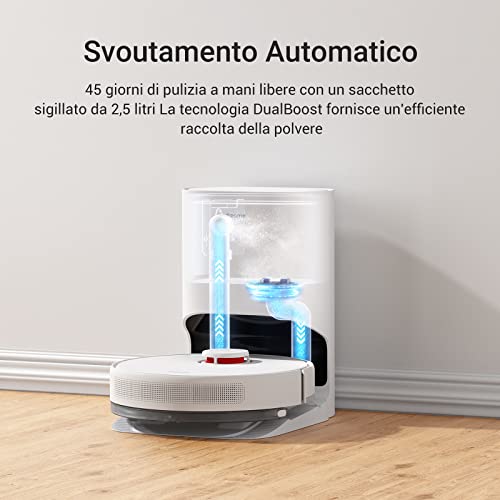 dreame D10 Plus Robot Aspirapolvere Lavapavimenti con Svuotamento Automatico Polvere, Navigazione LiDAR Rilevamento Ostacoli, Aspirazione 4000Pa Tappeti Peli Animali, Autonomia 170min, WiFi/Alexa/APP : Casa e cucina