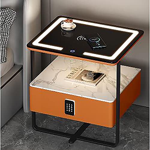 Comodino con Stazione di Ricarica Comodino con Prese E Porte USB Ricarica Wireless Intelligente con Luce Tattile A LED con Cassetti E Barra Luminosa Tavolo in Vetro Temperato (Color : Oranje, Size : Amazon.it: Casa e cucina