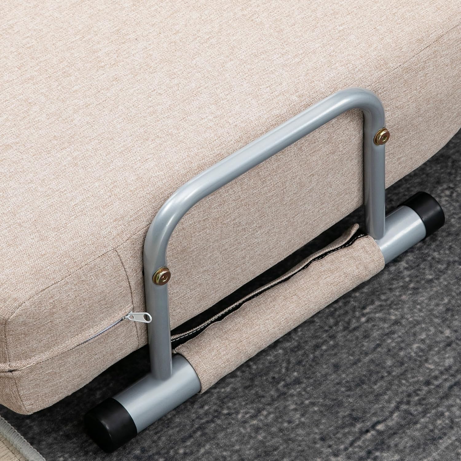HOMCOM Divano Letto 2 Posti 3 in 1 Convertibile in Poltrona Reclinabile con Schienale Regolabile e 4 Cuscini Imbottiti, 102x82x81 cm, Beige