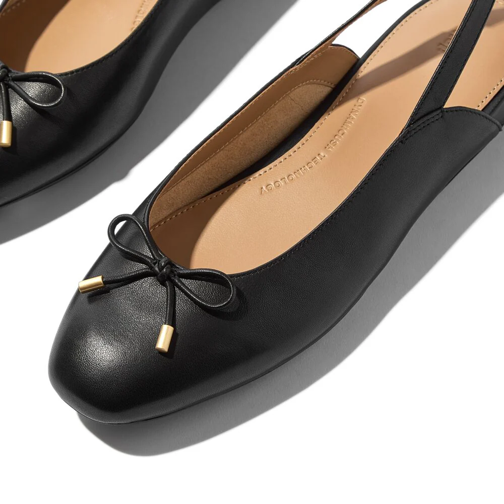 FitFlop Delicato Bow Soft-Leather Slingbacks Black
