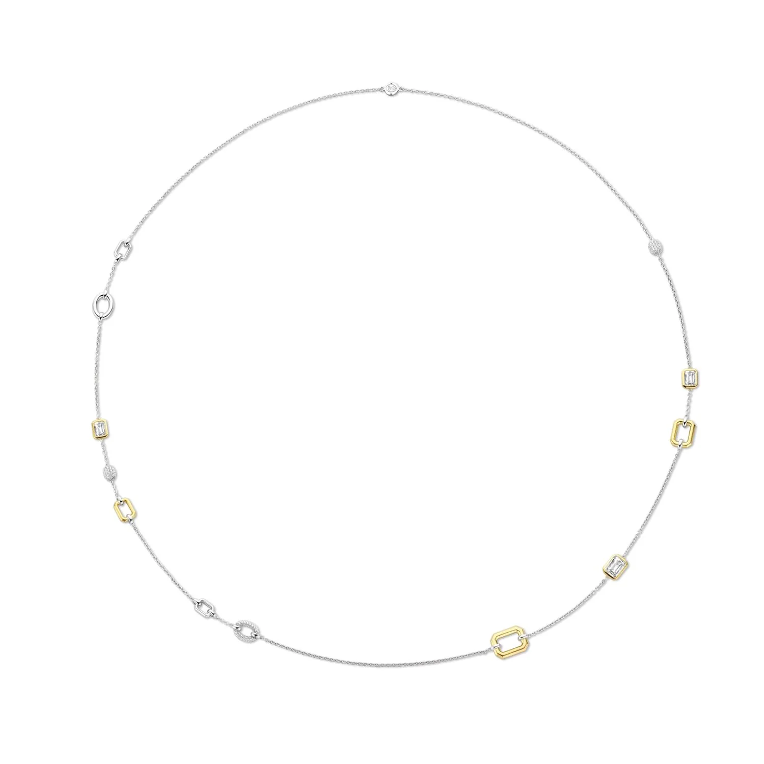 Collana dorata gialla rodiata bianca con zirconi lunga Ti Sento Milano