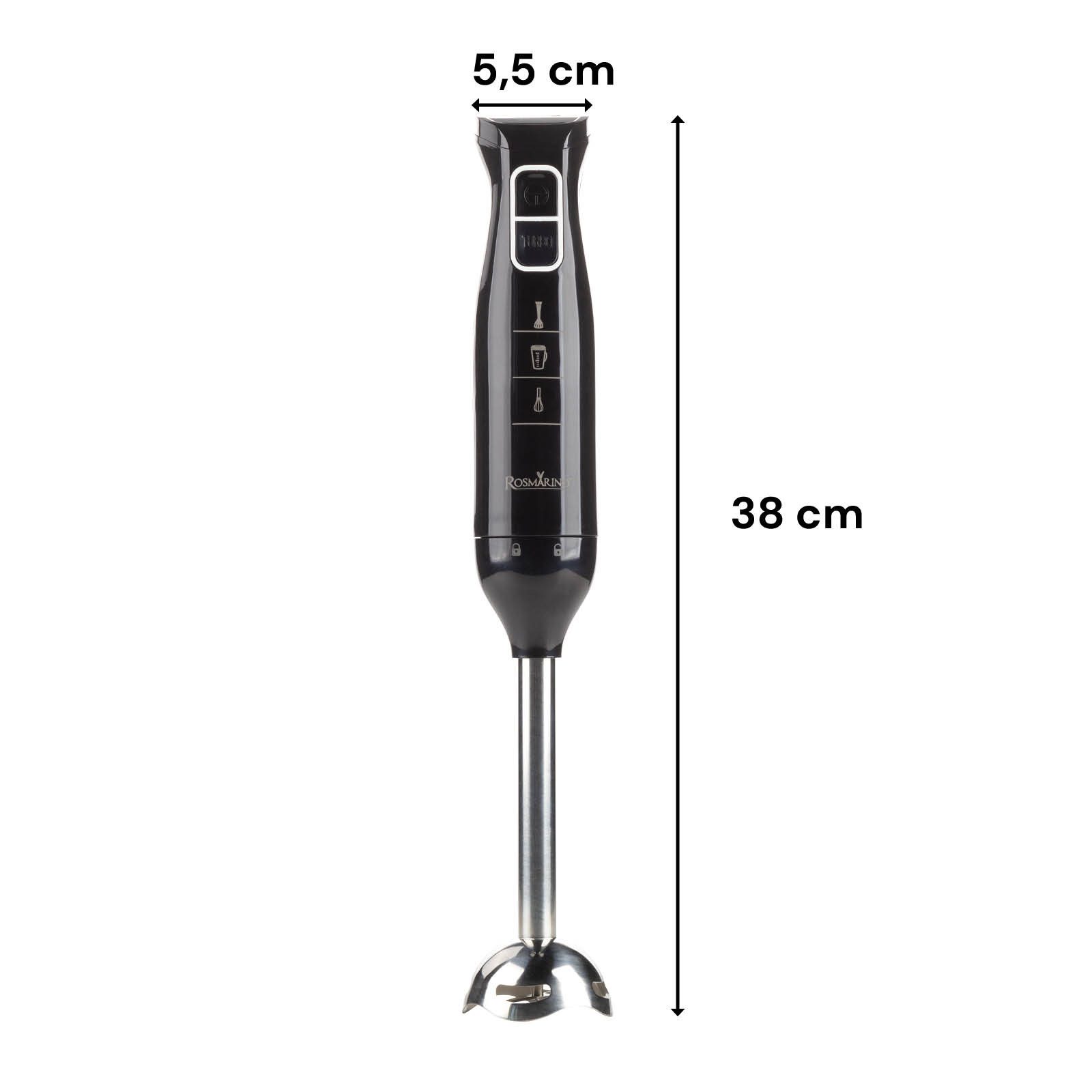 Stabmixer Handmixer mit Turbofunktion Edelstahl Stufenlos einstellbar 38 cm