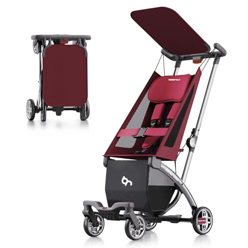 Beberoad Lightweight Stroller, Portable One Hand Fold Design, Travel Stroller for Airplane from 6 Months, Compact Stroller with Breathable Fabric (Red) : Prima infanzia